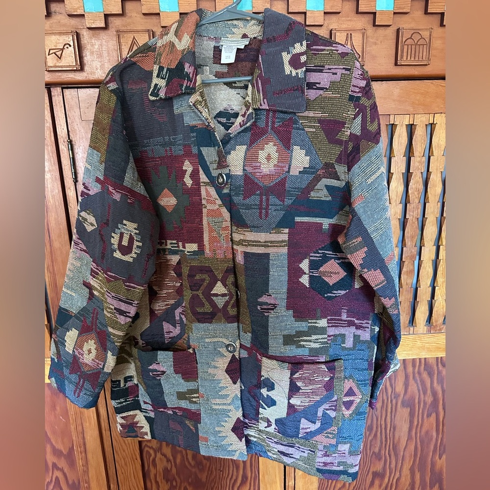 Coldwater Creek Multicolor Geometric Utility Jacket. Size Large